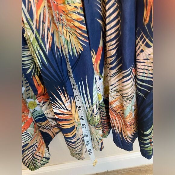 Terra & Sky navy blue tropical beach maxi Boho dress smocked tiered plus size 4X - Picture 12 of 13